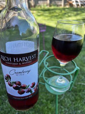 Rich Harvest Cranberry Wine.  A great anytime Wine!