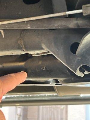 Hole drilled in fuel tank