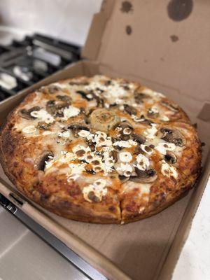 Vodka Fresh Mozzarella Pan Pizza with mushrooms