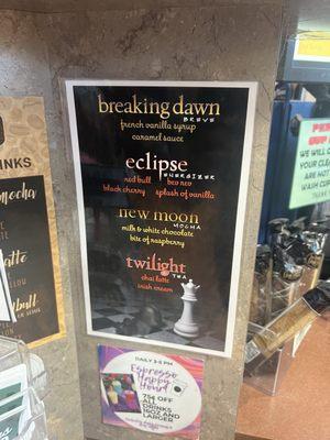 Twilight Themed Coffees in Forks, WA