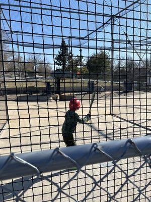 Grand in batting cage