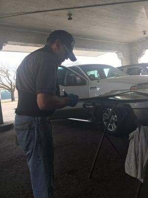 That's Neil, prepping my new shield.