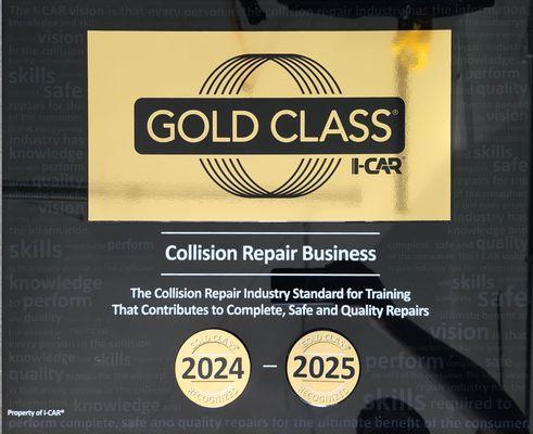 The I-CAR Gold Class® recognition is the highest role-relevant training achievement recognized by the collision repair industry.