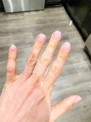 Pink powder dip first mani