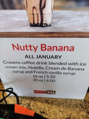 January's drink special at Jackpot Java and Creamery