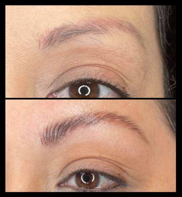 Before and After Brow Lamination plus Tint.