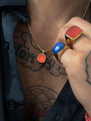 Blue Lapis & Red Jade. Nialaya offers the biggest selection of Colorful Masculine classy jewelry with Gemstones.