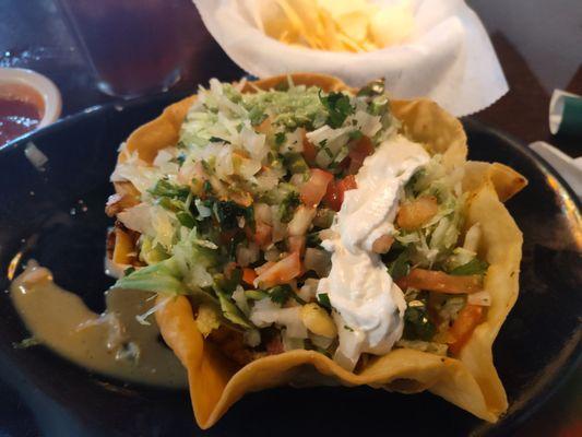 Chicken fajita taco salad.