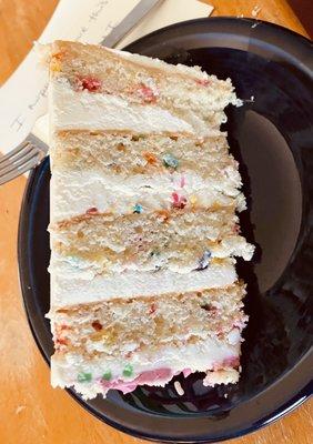 A slice of the mouthwatering cake