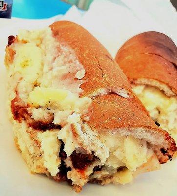 Yummy yummy... meatloaf and mash grinder with cheese