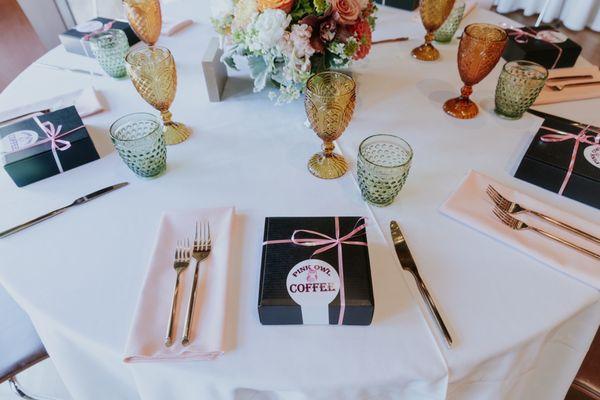 Pink owl wedding favors!