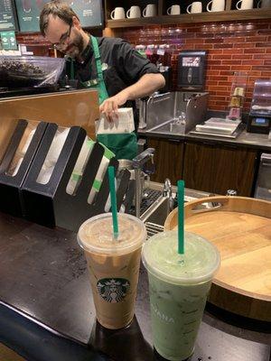 Iced Green Tea Latte & Iced Latte!