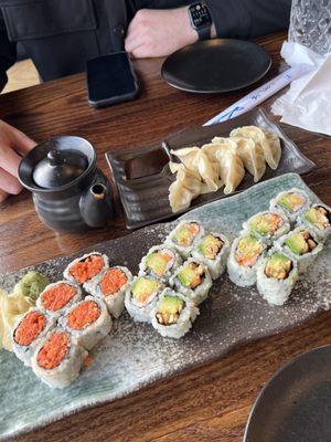 Spicy Tuna Peanut Avocado Roll Spicy Shrimp Avocado Gyoza Pork