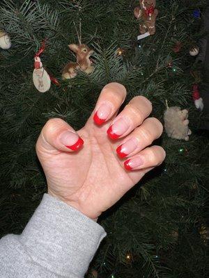 Red French Tip Acrylic #HappyHolidays