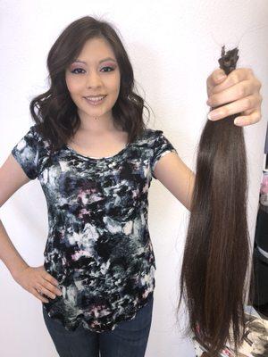 Our lovely client donated 16 inches! Gave her a lovely blunt haircut