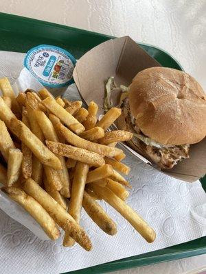 Grilled chicken sandwich with fries