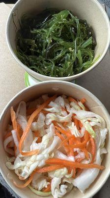 Seaweed salad & pickled Asian slaw.