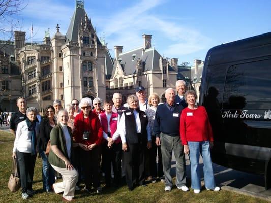 Kirk Tours and guests having fun at the Biltmore Estate