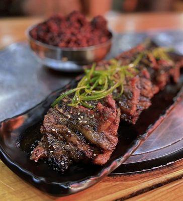 La Kalbi: Certified Angus Beef short rib, sweet garlic soy marinade, scallions | $40