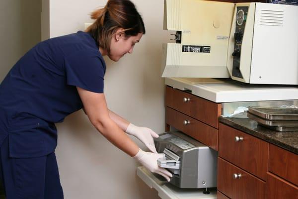 Our sterilization area.  Renovated in 2014 with state-of-the-art equipment.