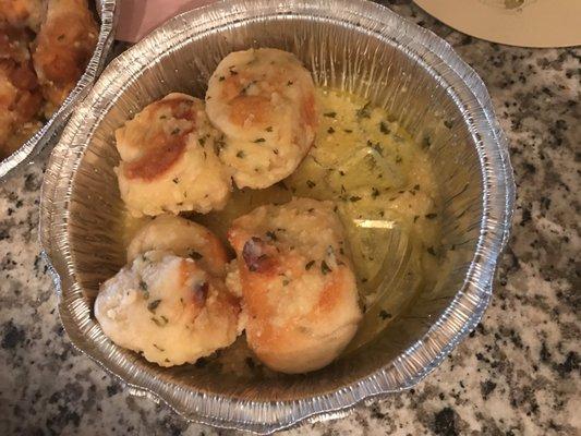 Greasy and flavorless garlic knots.