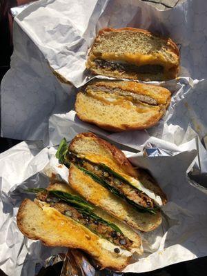 Chipotle black bean sandwich (bottom) and the gobbler sandwich (top)