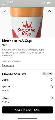 You can pre order your chosen cup of heavenly delight in the app, or you can place the order when you get to Smoothie King.