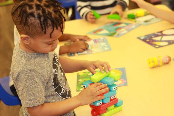 Practicing balancing and stacking!