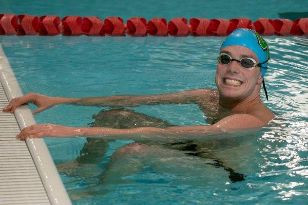 swimmer smiling after practice