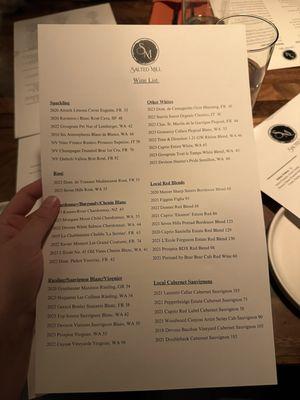 Wine list