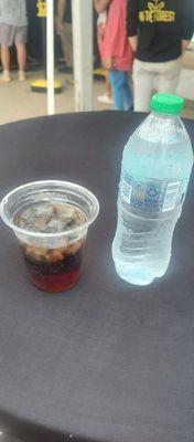 Diet coke (not diet coke) and a water. 14 dollars. Geeze I thought the Masonic Temple was spendy.