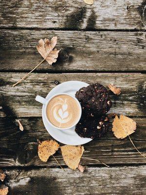 Latte and birthday cookies