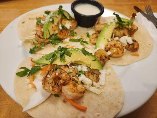 Shrimp taco is a perfect portion as well.