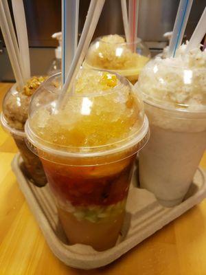 Raspado flavors  coconut, trompo,nuez and nuez with rompope