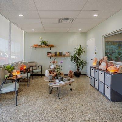 A few of our Himalayan salt products for sale in our lobby.