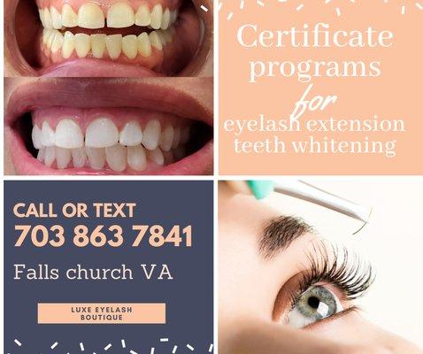 Eyelash extension & Teeth whitening certificate program