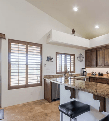 Stained shutters in Burnished Walnut