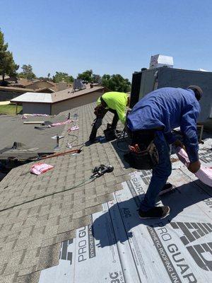 New 30yr architectural shingle being installed.