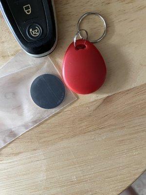 Key fobs. One flat. One regular.