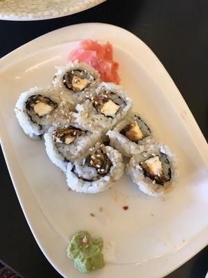 Kim chi roll, $8 listed, but half price at $4. Pretty small. 8 pieces (I ate one before taking this photo).