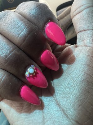 Thick set of dip nails with sloppy paint job