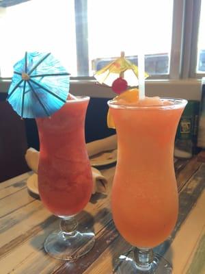 Strawberry Daiquiri and Tropical Lemonade with passionfruit puree