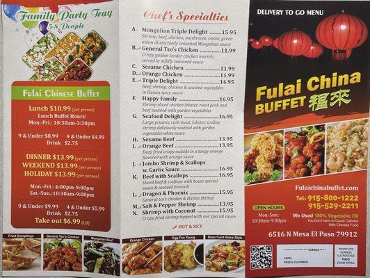 Delivery/To Go menu