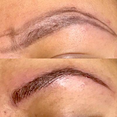 Microblading. Barely no brows to nice natural looking brows.