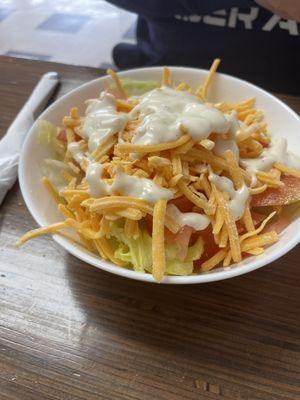 Side salad with ranch dressing