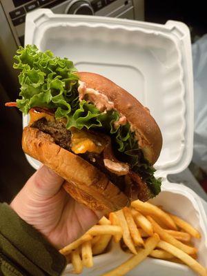 Bacon Cheese Burger Side French Fries