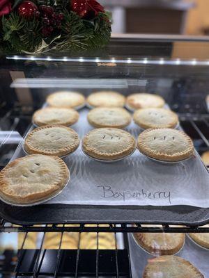 Oh how I love a boysenberry pie these personal sized pies make my mouth water.