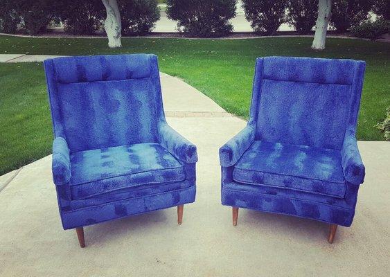 We get some really cool pieces in...like these one of a kind Blue Chairs!