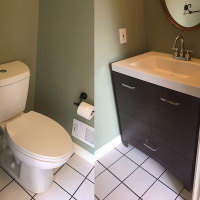 Replaced old with new toilet and vanity. 1/4bath