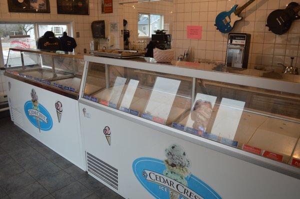 Moosie's Ice Cream Parlor serves hand scooped Cedar Crest Premium Ice Cream.